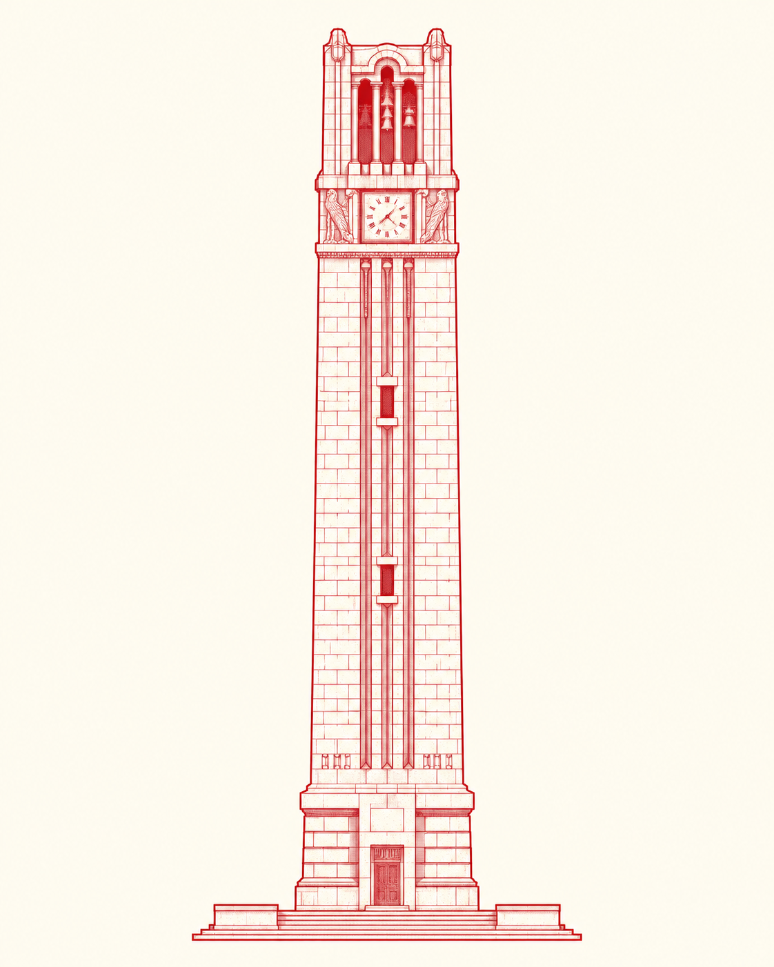 Illustration of the NC State Memorial Belltower
